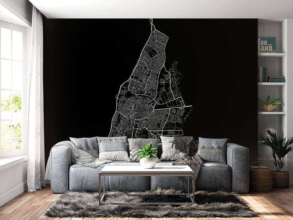 Plattegrond van Haarlem, zwart