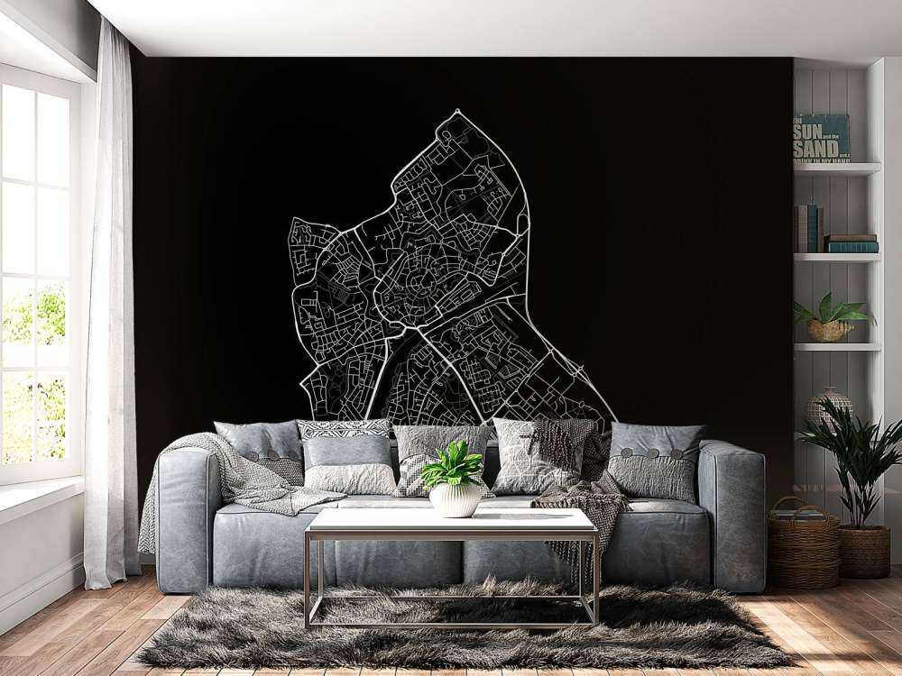 Plattegrond van Middelburg, zwart