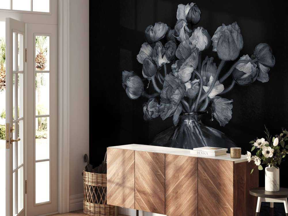 Schilderachtige bloemen zwart-wit