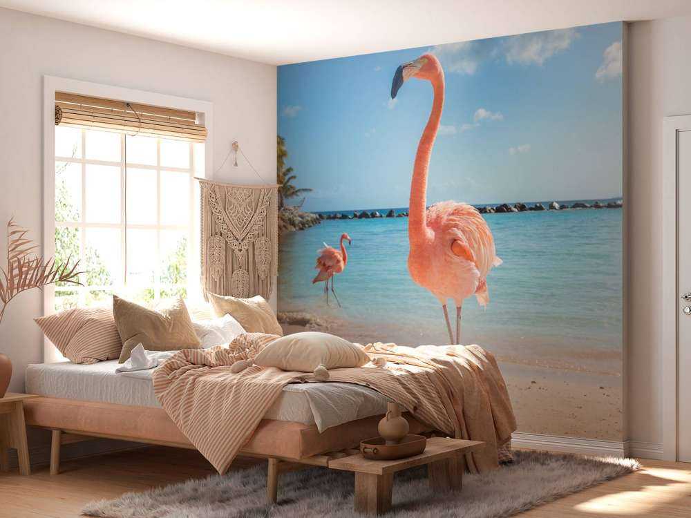 Flamingo on the beach
