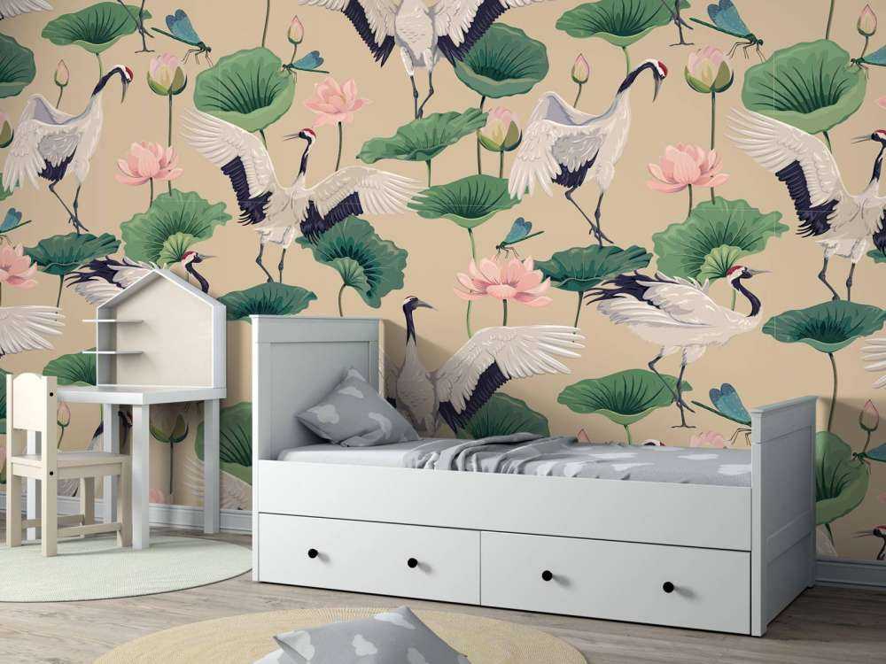 Witte kraanvogels, beige