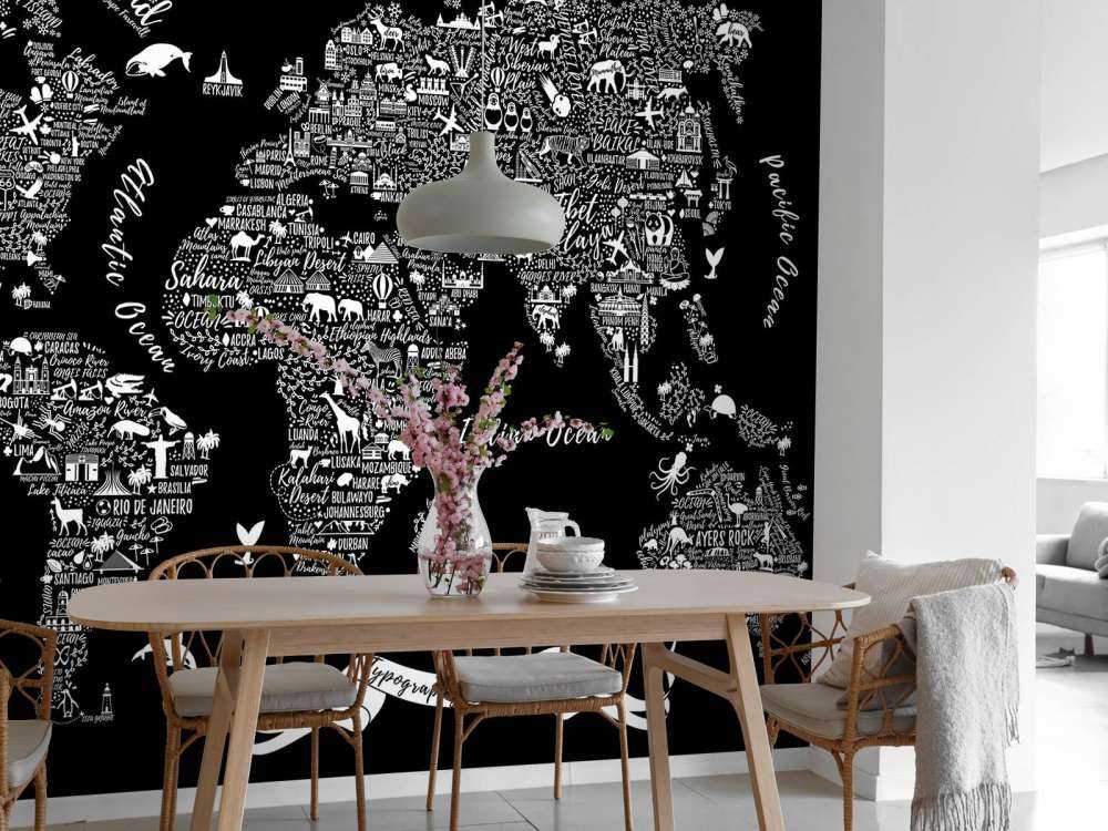 Zwart-wit wereldkaart