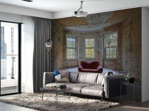 Sofa in abandoned room