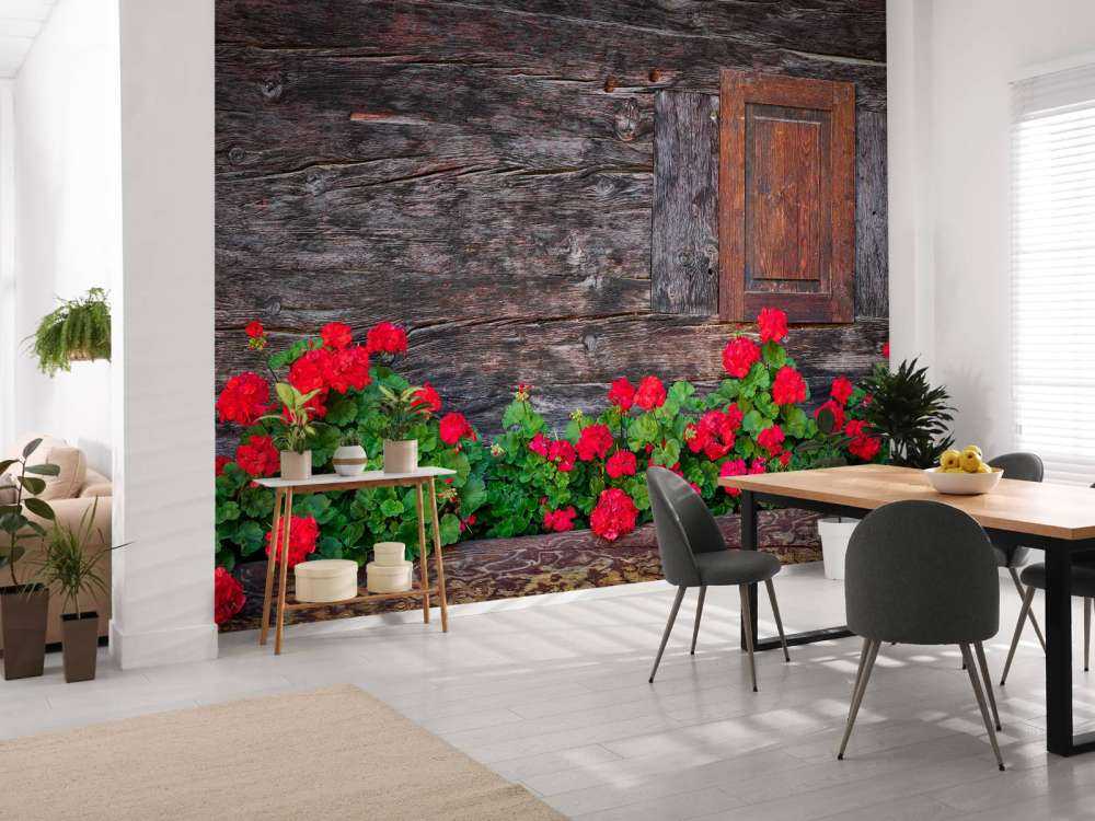 Old wood with flowers