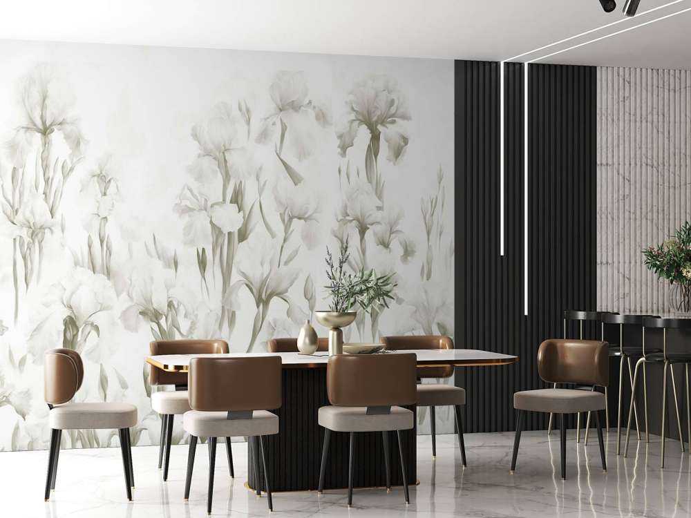 Irises dance in seamless light sepia.