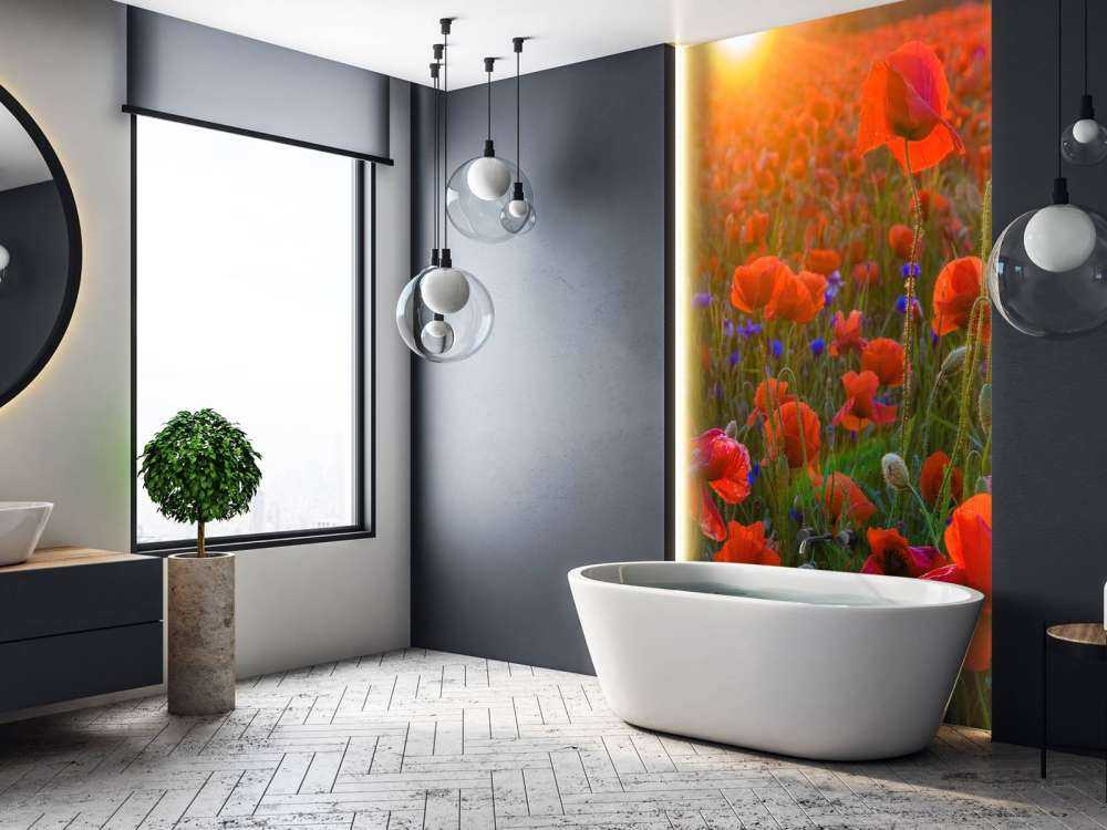 Poppies with rising sun