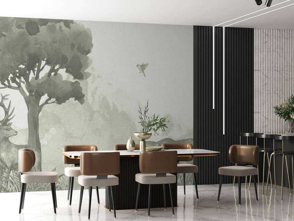 Forest animals in green