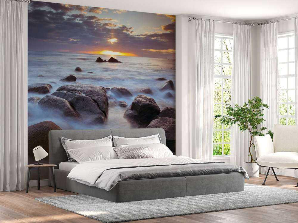 Sunset over a rocky coast