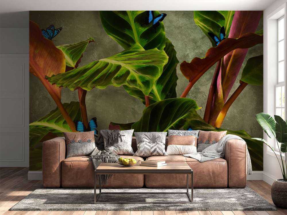 Green plant with butterflies