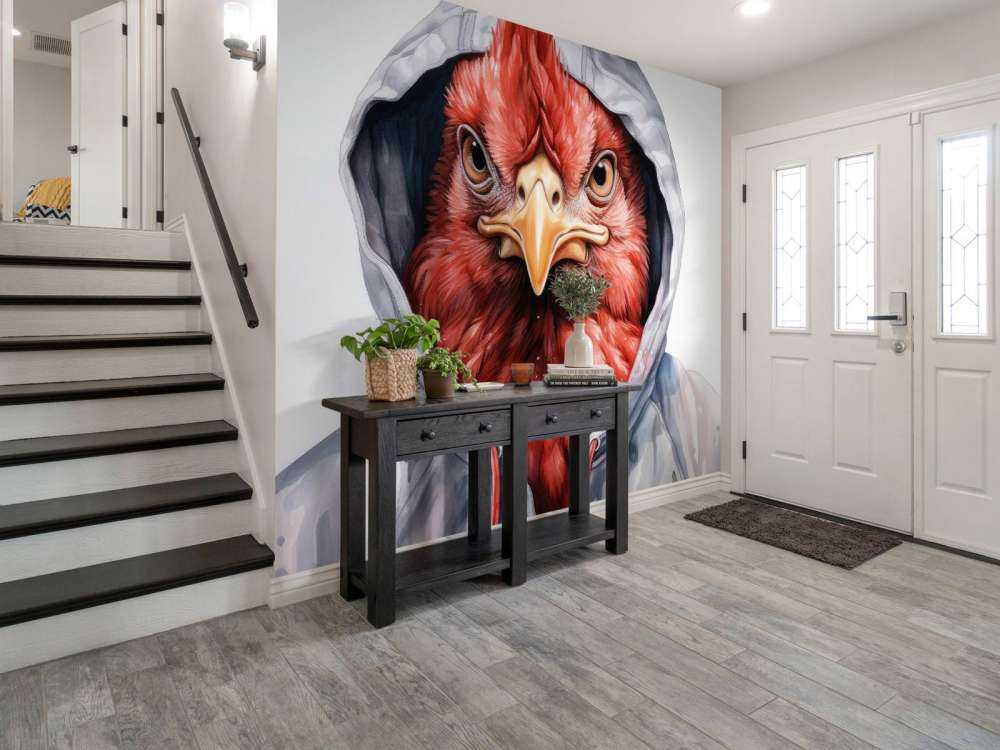 Watercolour Cartoon Chicken in a Hoodie