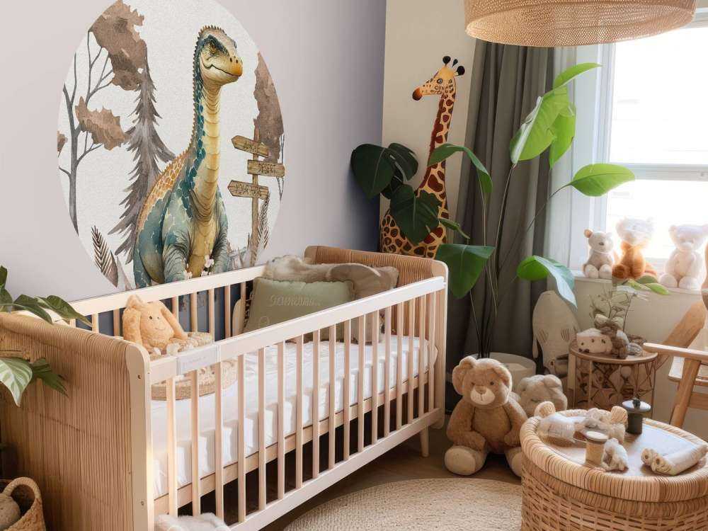 Baby brachiosaurus in the taupe jungle