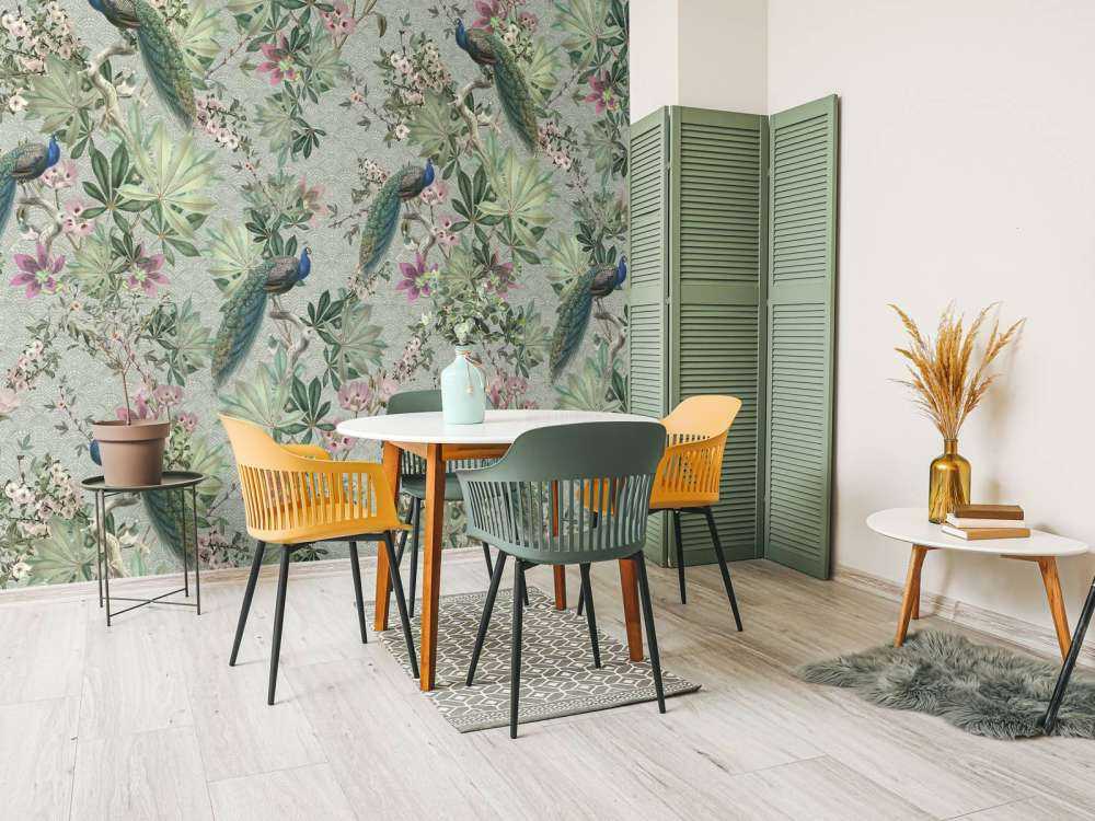 Vintage garden peacocks - mint green