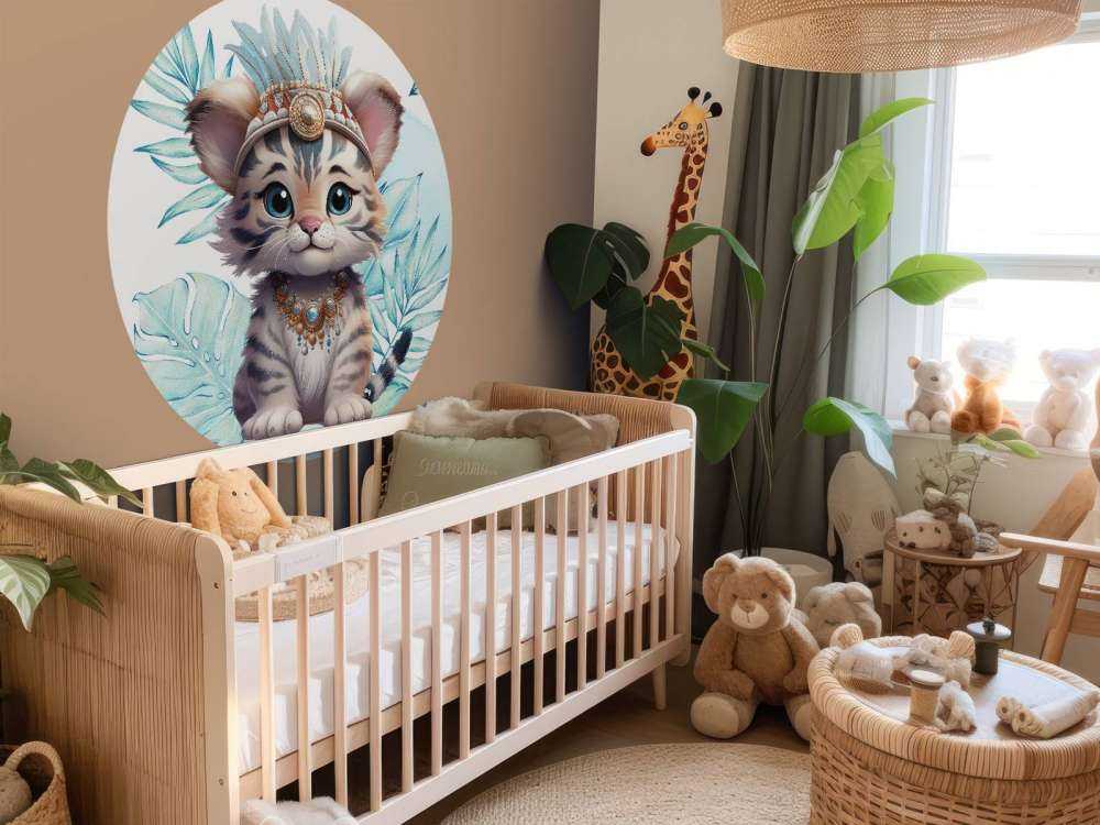 Baby tiger and blue leaf