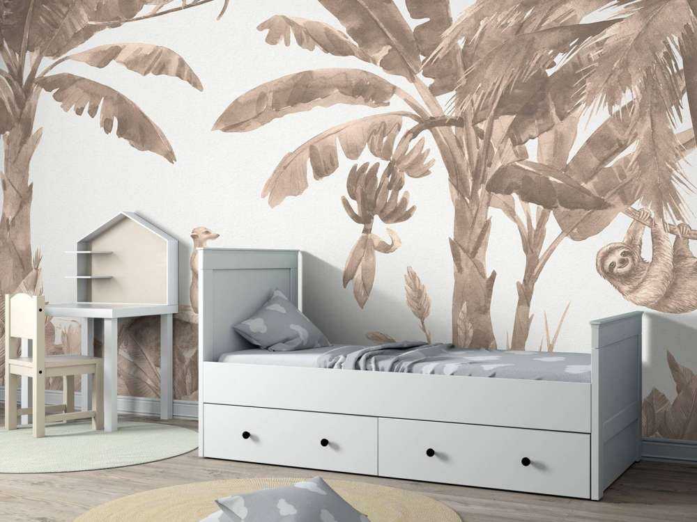 Small jungle animals in taupe