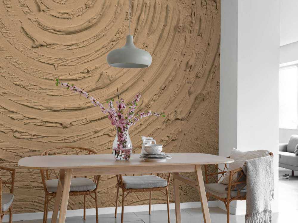 Round shapes and lines in gold brown