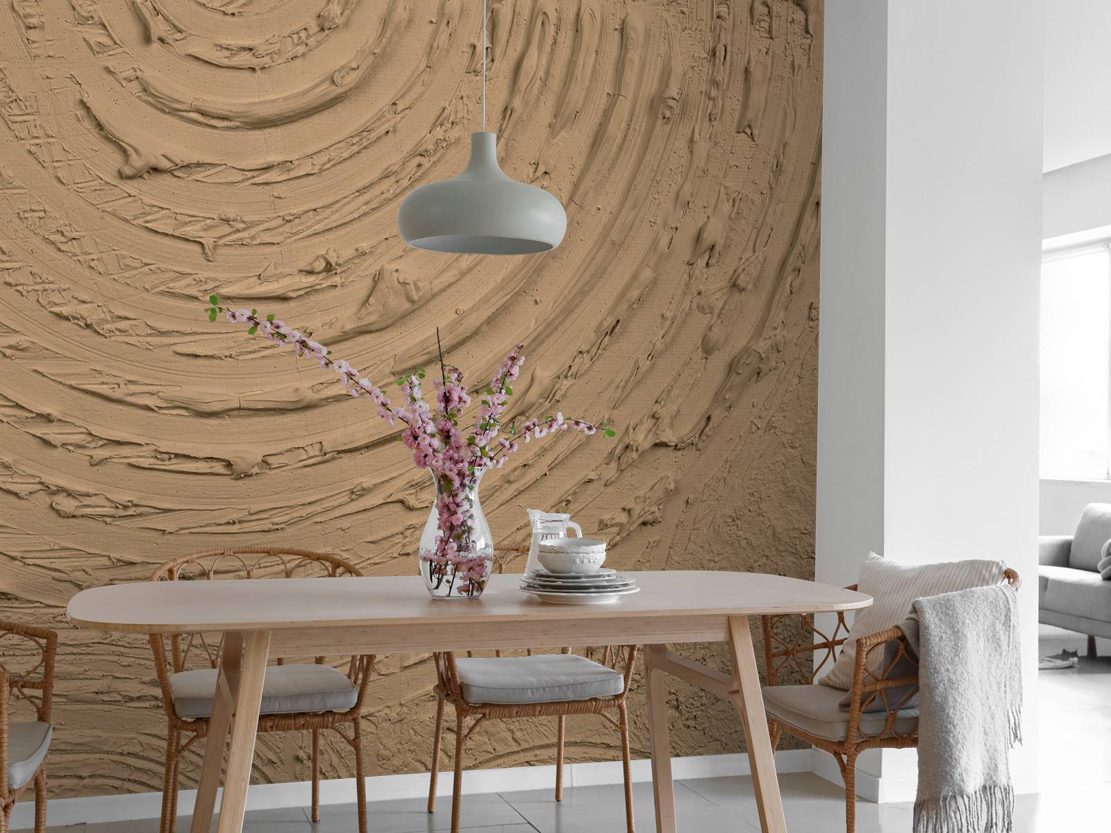 Round shapes and lines in gold brown