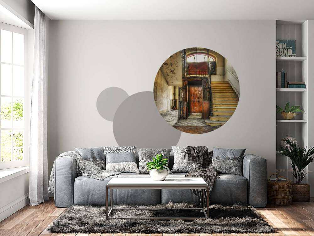 Abandoned hotel lobby