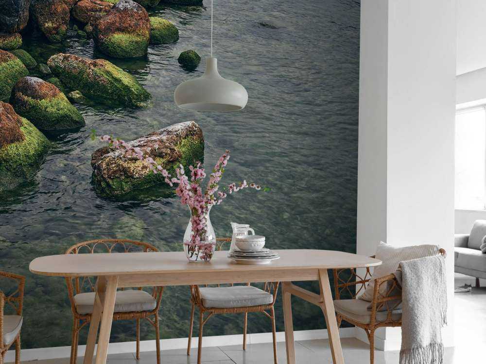 Rocks at mountain lake