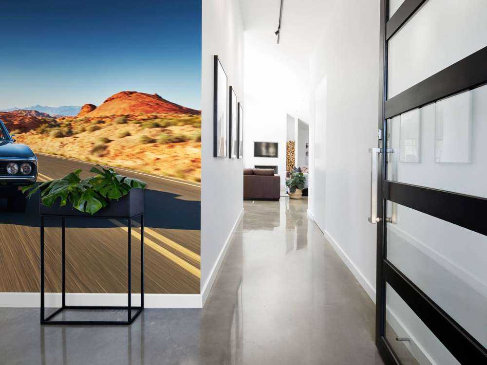 Muscle car in an American landscape