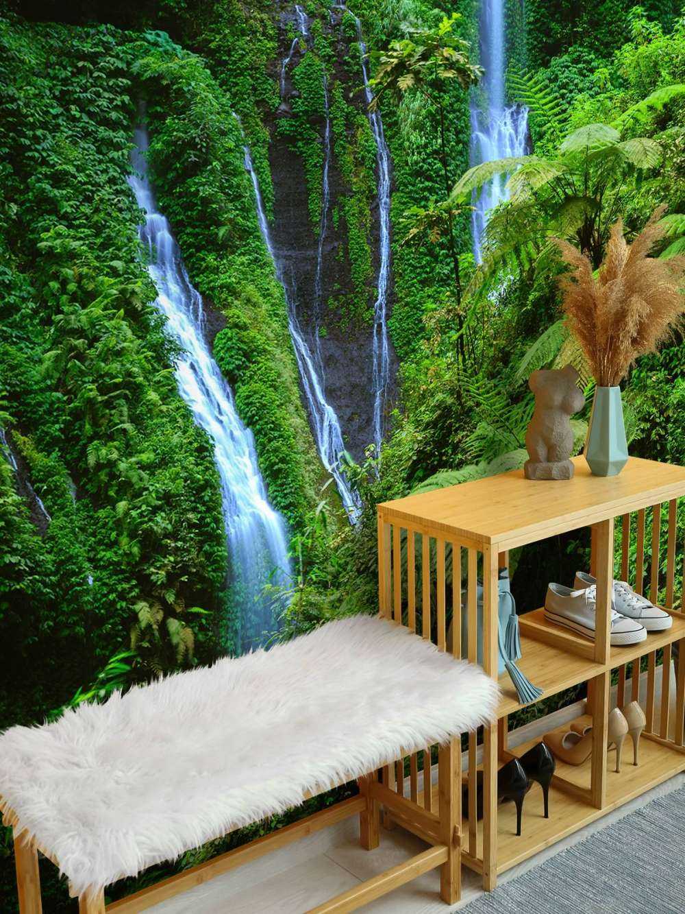 Green jungle and waterfalls