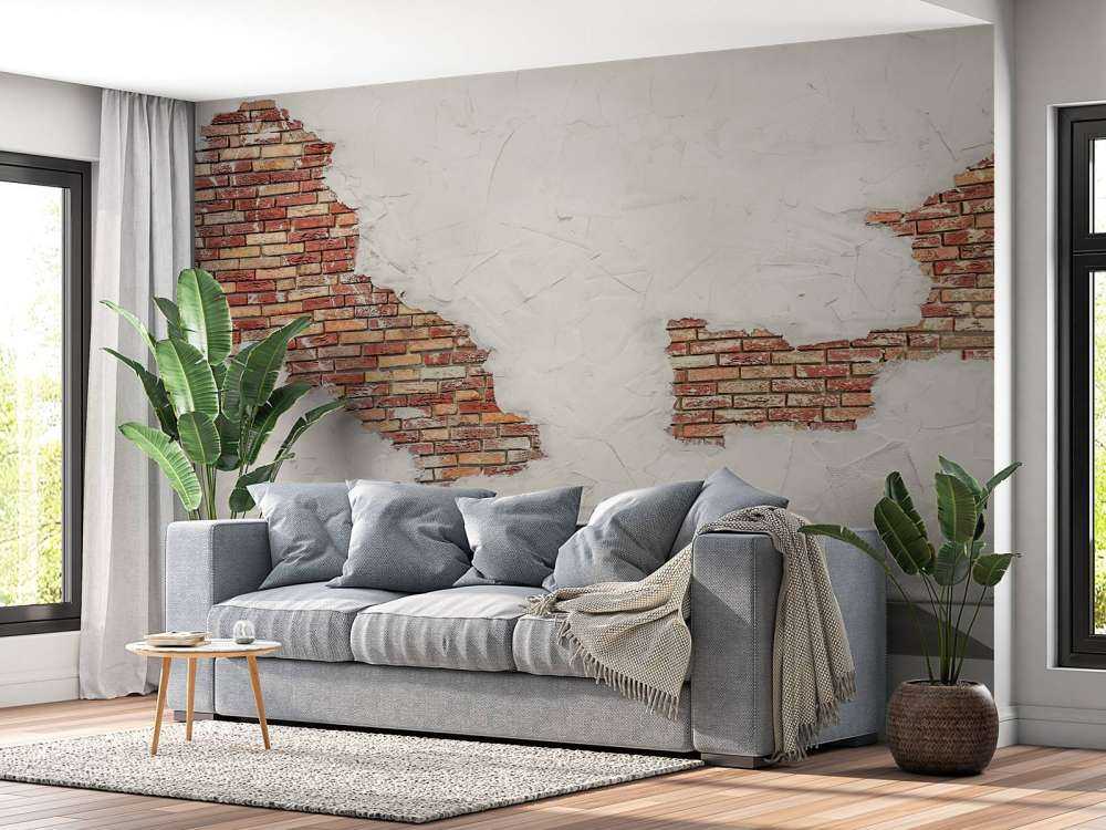 Brick wall with stucco