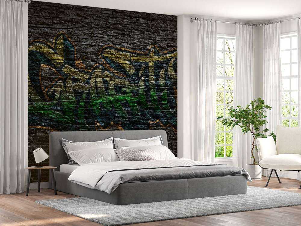 Graffiti on black stones