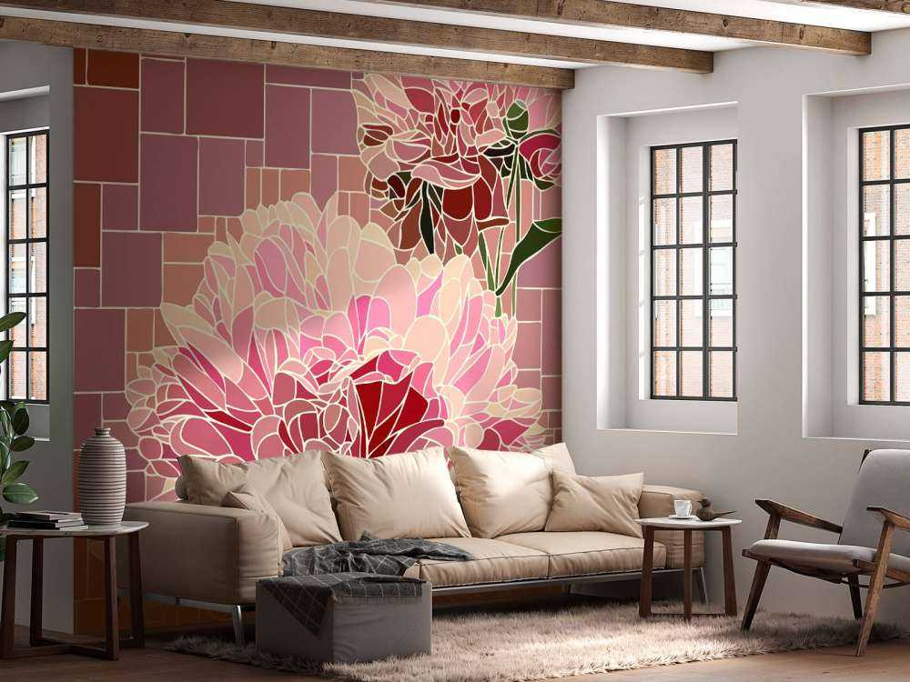 Pink flowers mosaic