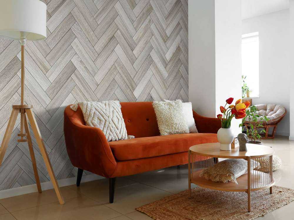 Grey herringbone