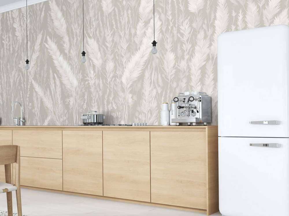 Wall of field grasses - gray