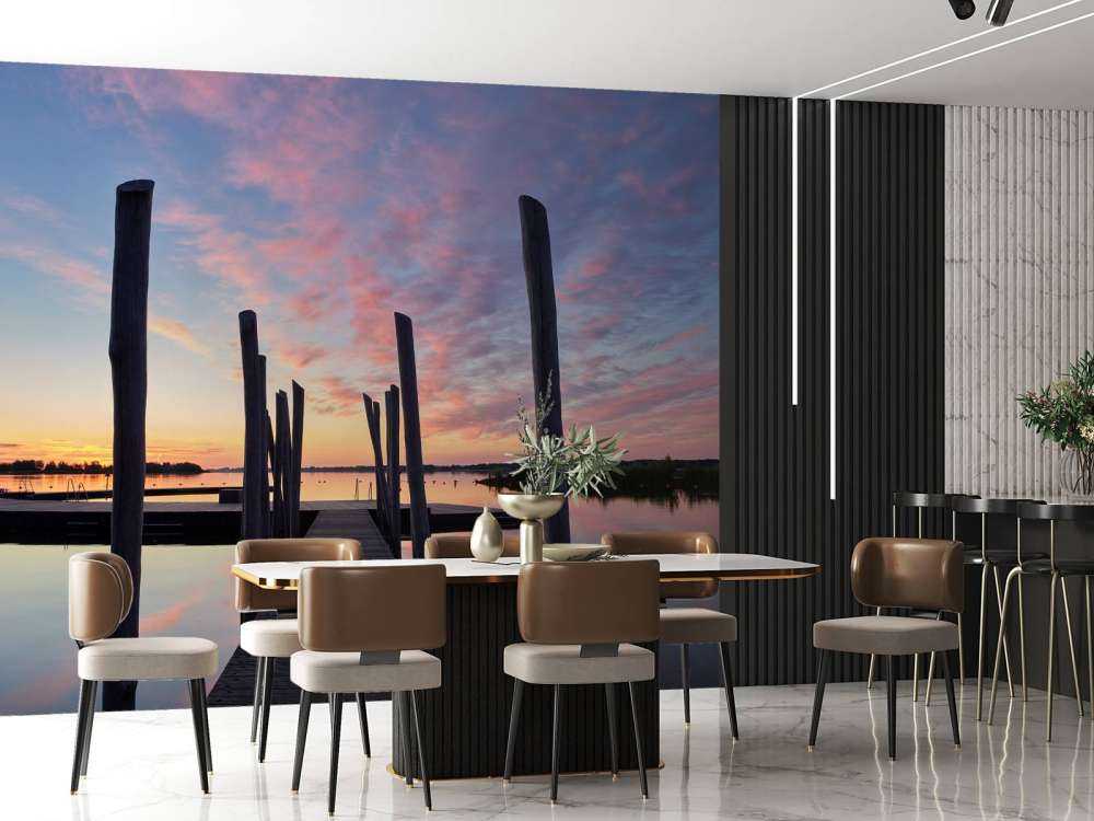 Sunrise at swimming dock