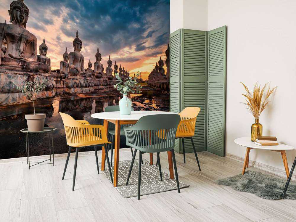 Buddha statues on water