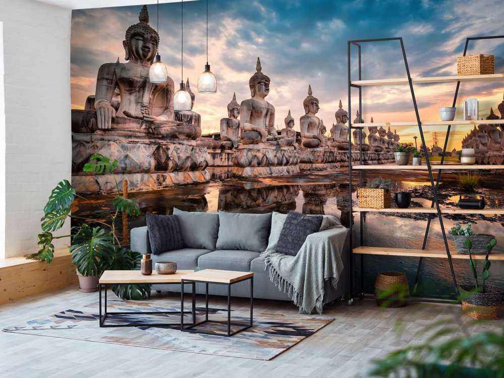 Buddha statues on water