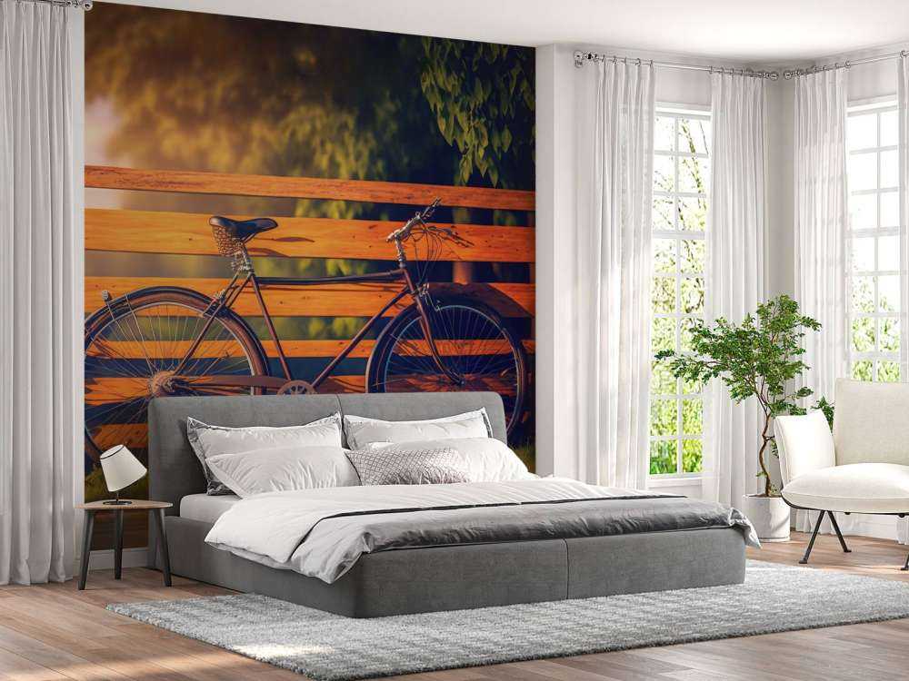 Bicycle at a wooden fence