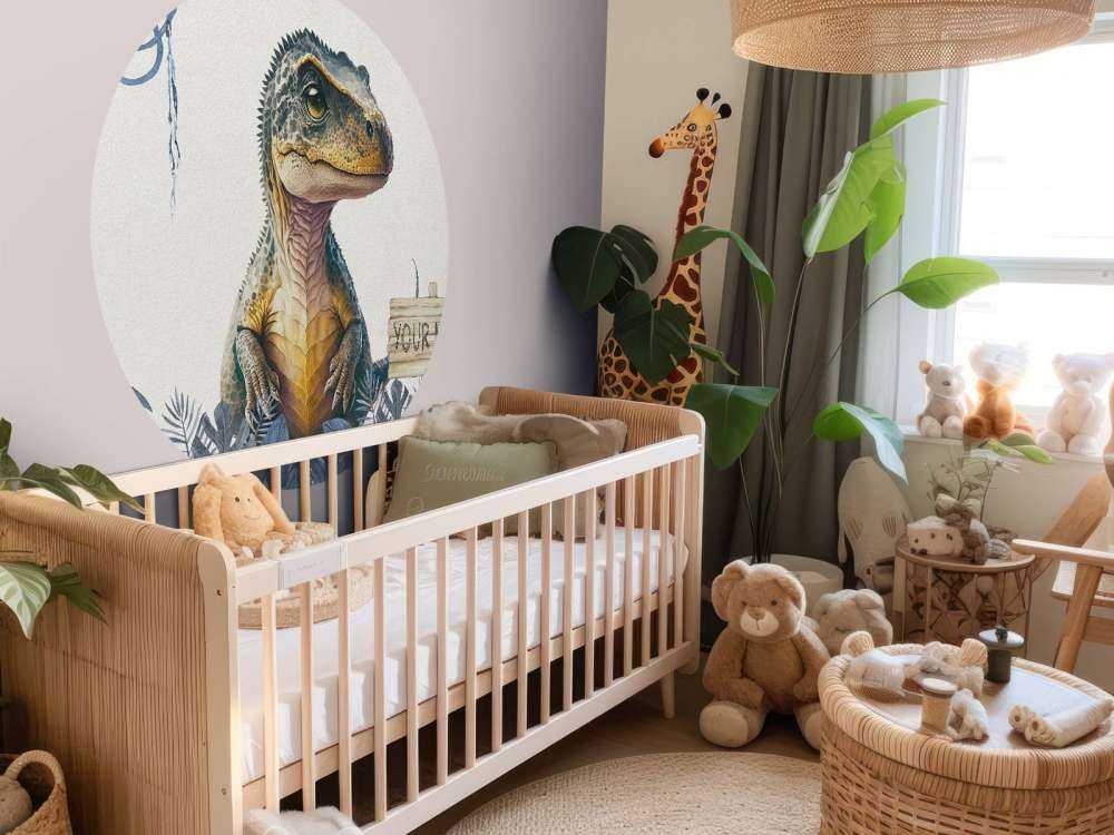 Baby t-rex in the blue jungle