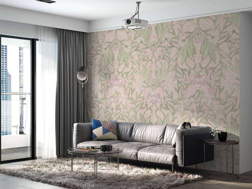 Morris floral damask - pastel pink