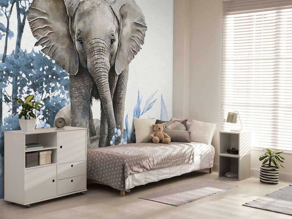 Elephant in the jungle blue