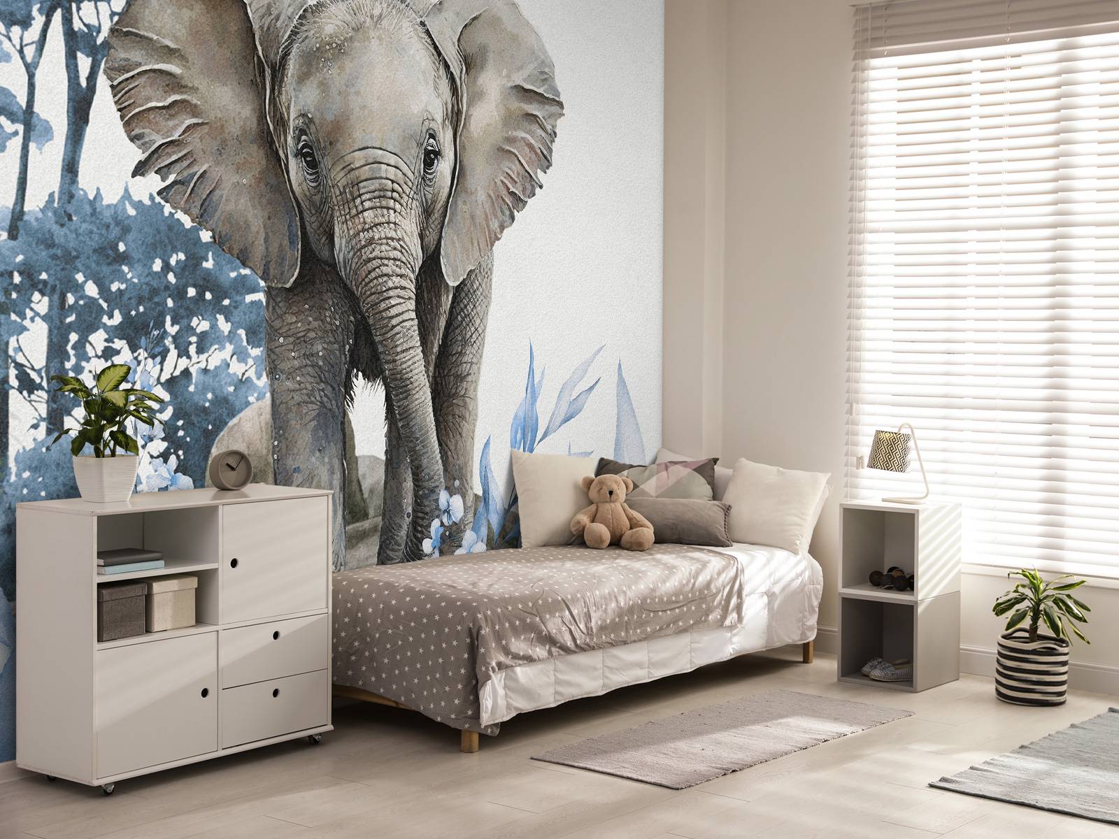 Elephant in the jungle blue