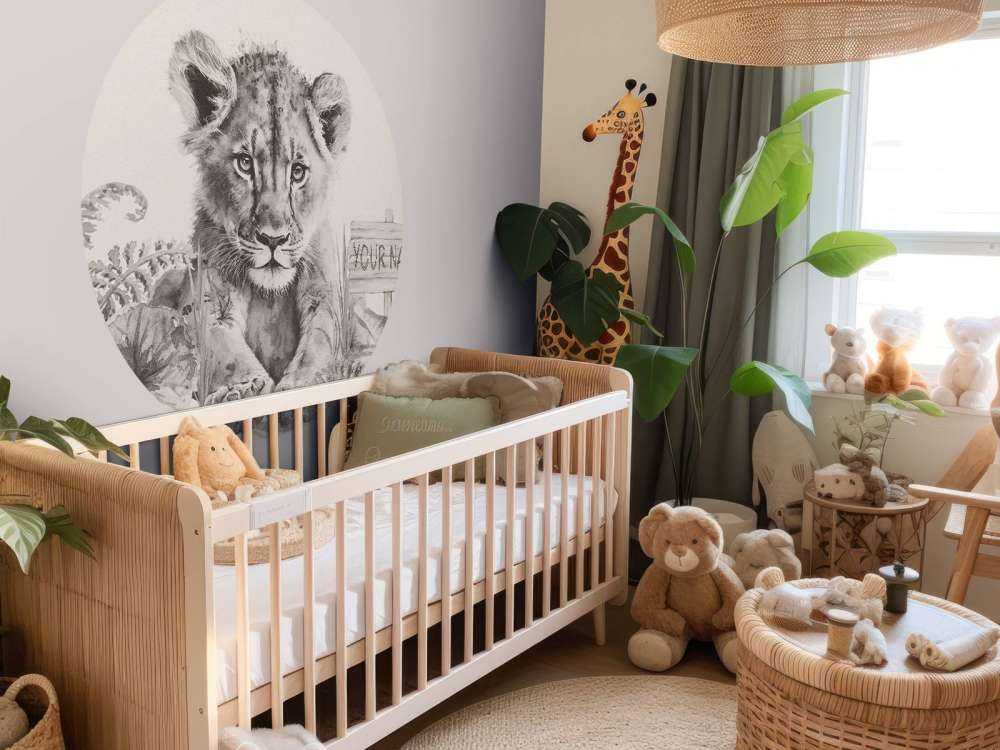 Baby lion in the jungle beige
