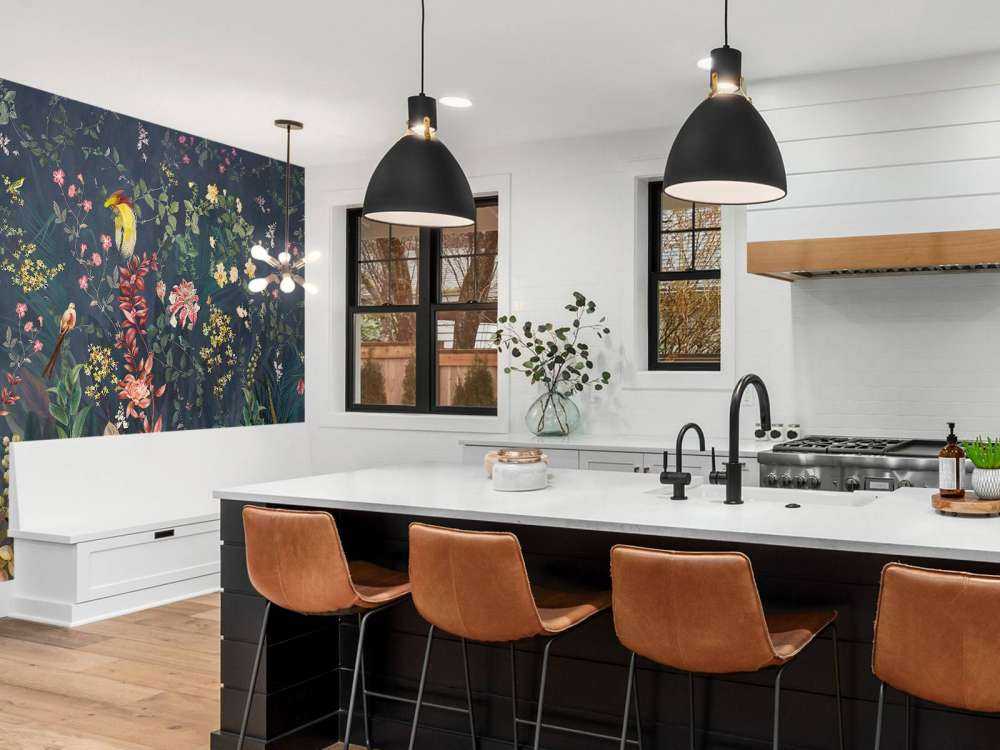 Jungle flowers and birds