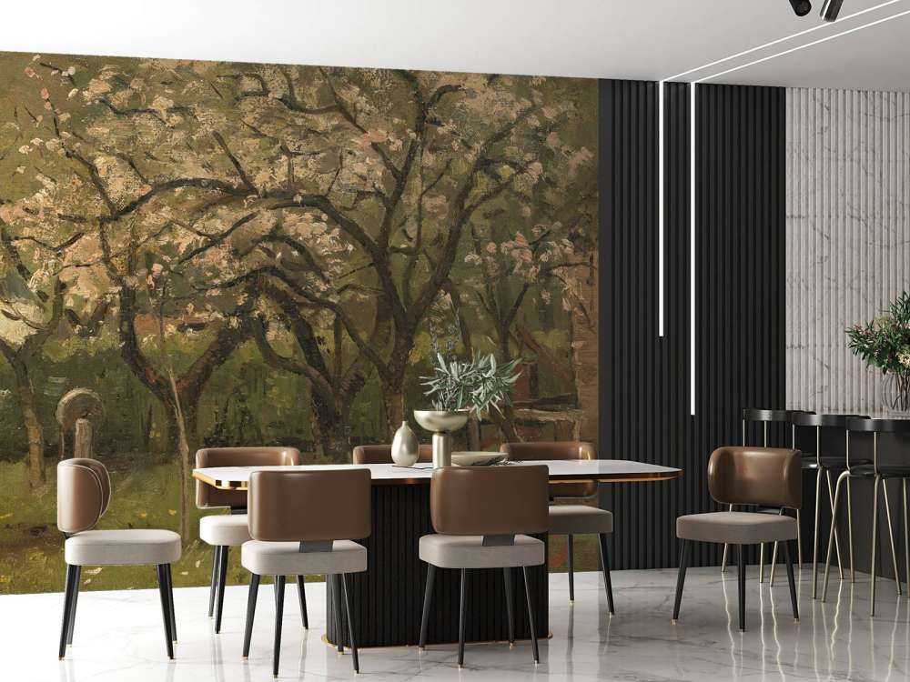 Flowering tree in an orchard