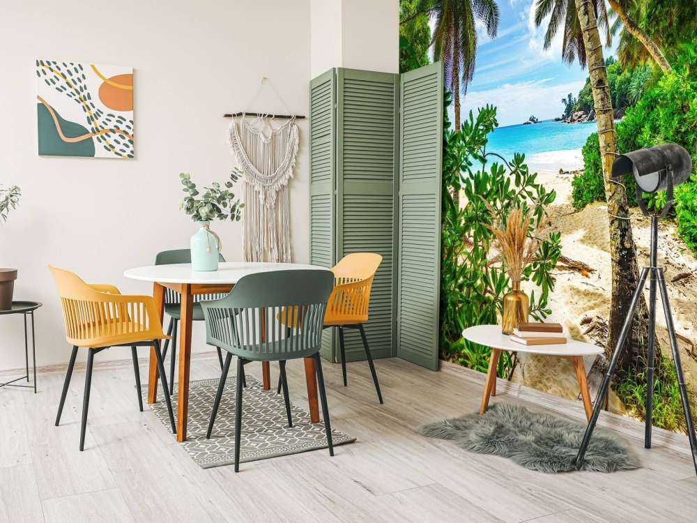 Beach between the palms