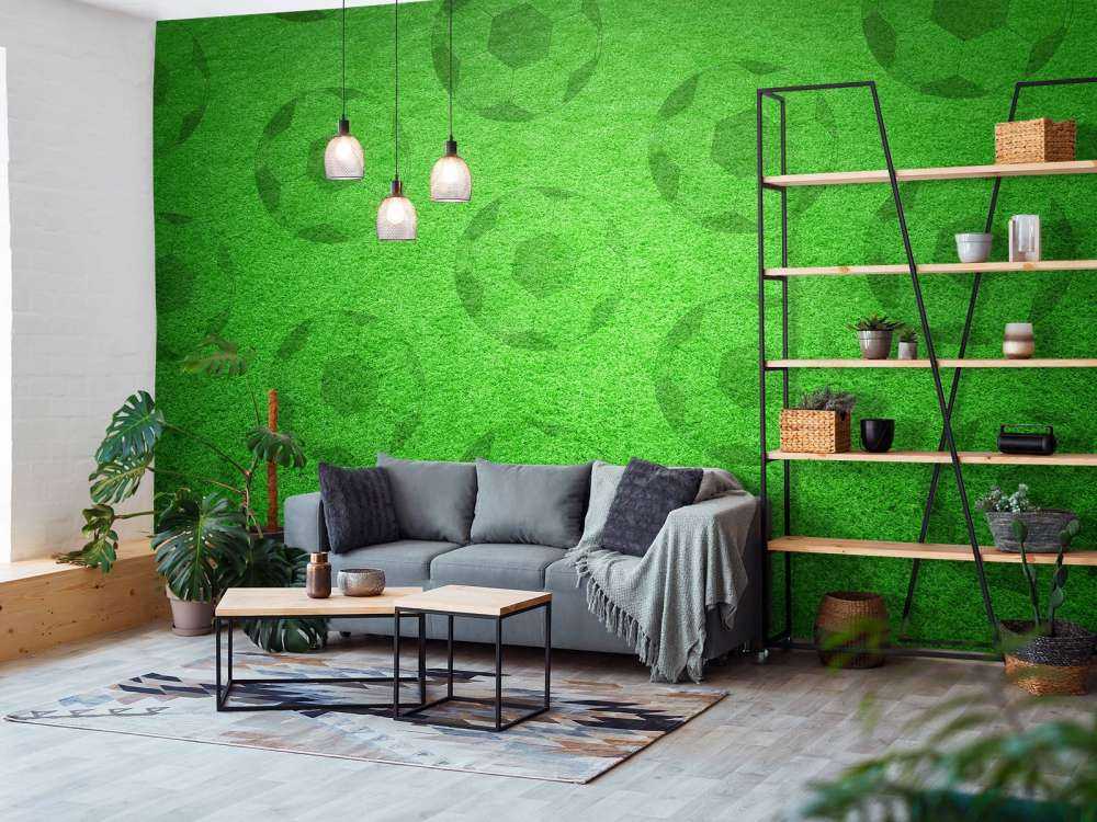 Playing soccer on grass