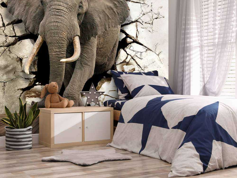 Big elephant out of the wall