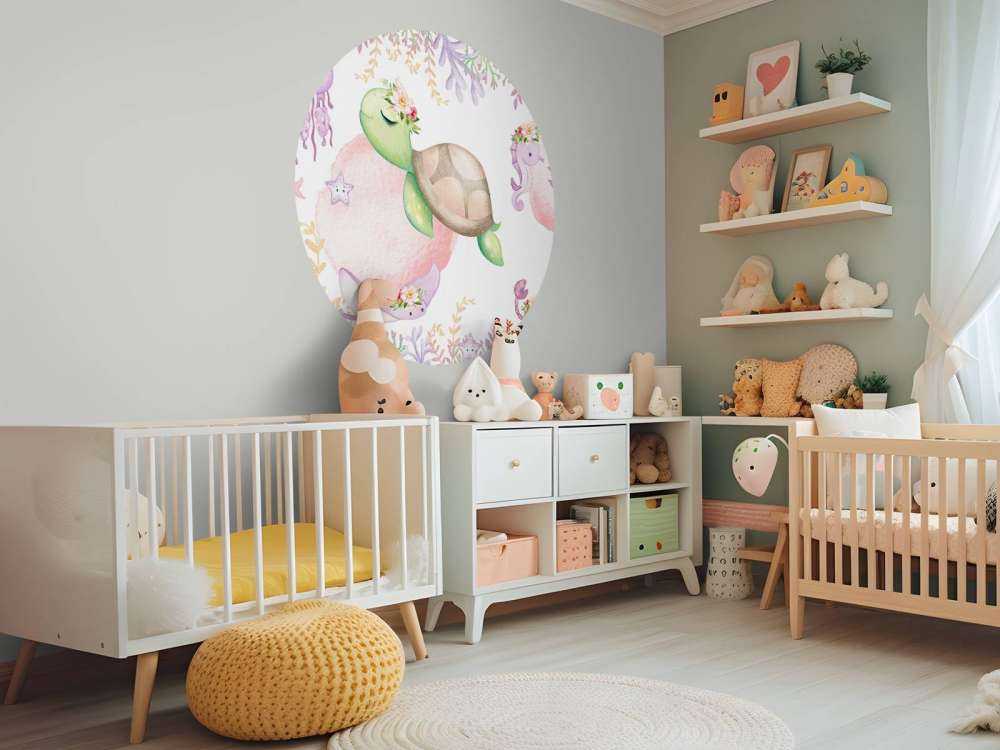 Pink sea floor baby room