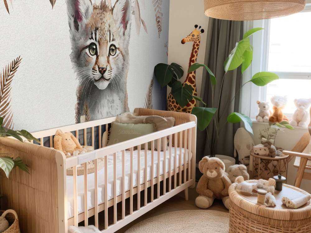 Baby lynx in the jungle taupe