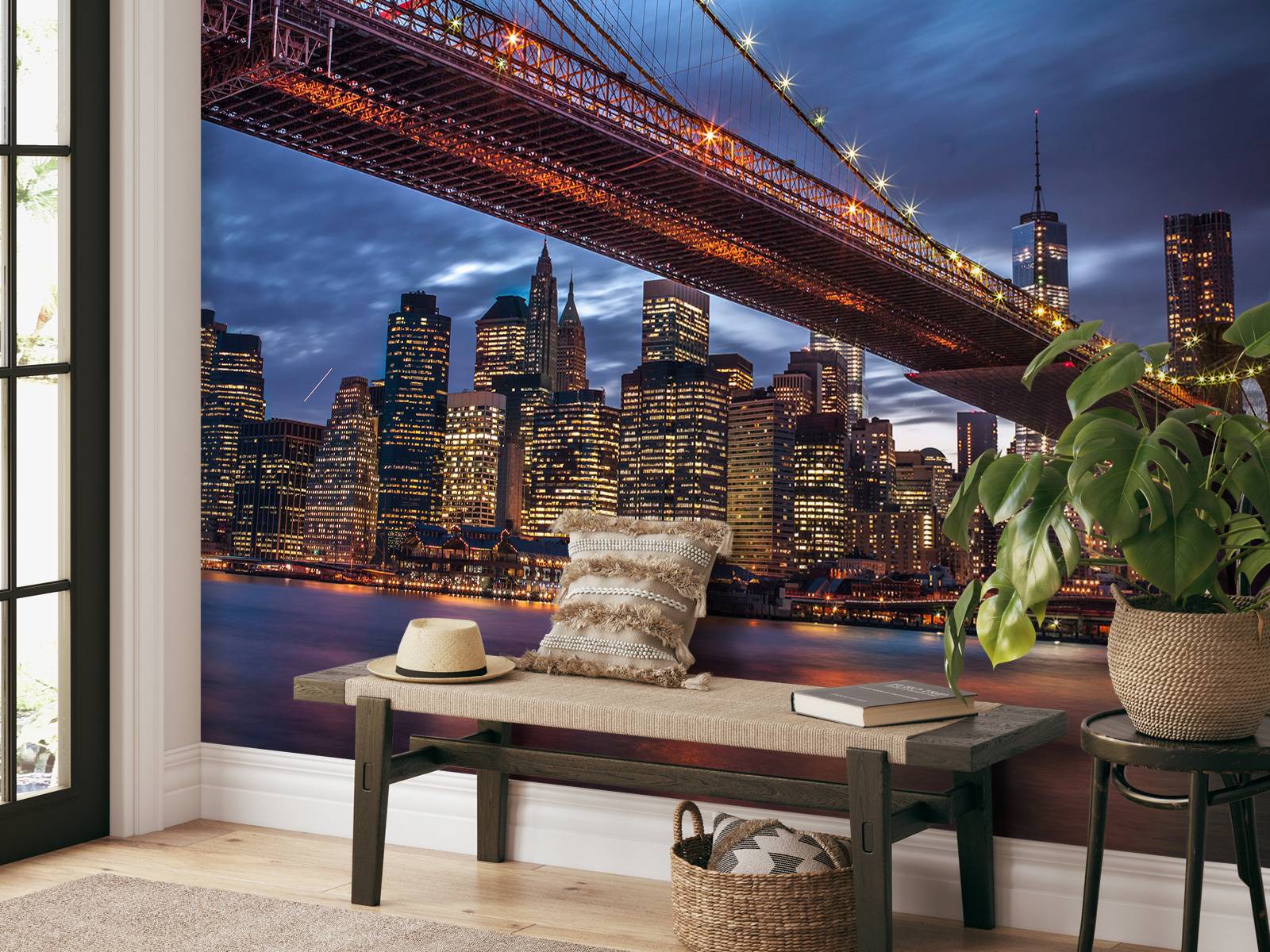 thumbnail image 2 of Brooklyn Bridge Skyline Wall Mural By Azutura - Vinyl Wallpaper, Custom Sizes, Modern NYC Decor 2 of 4
