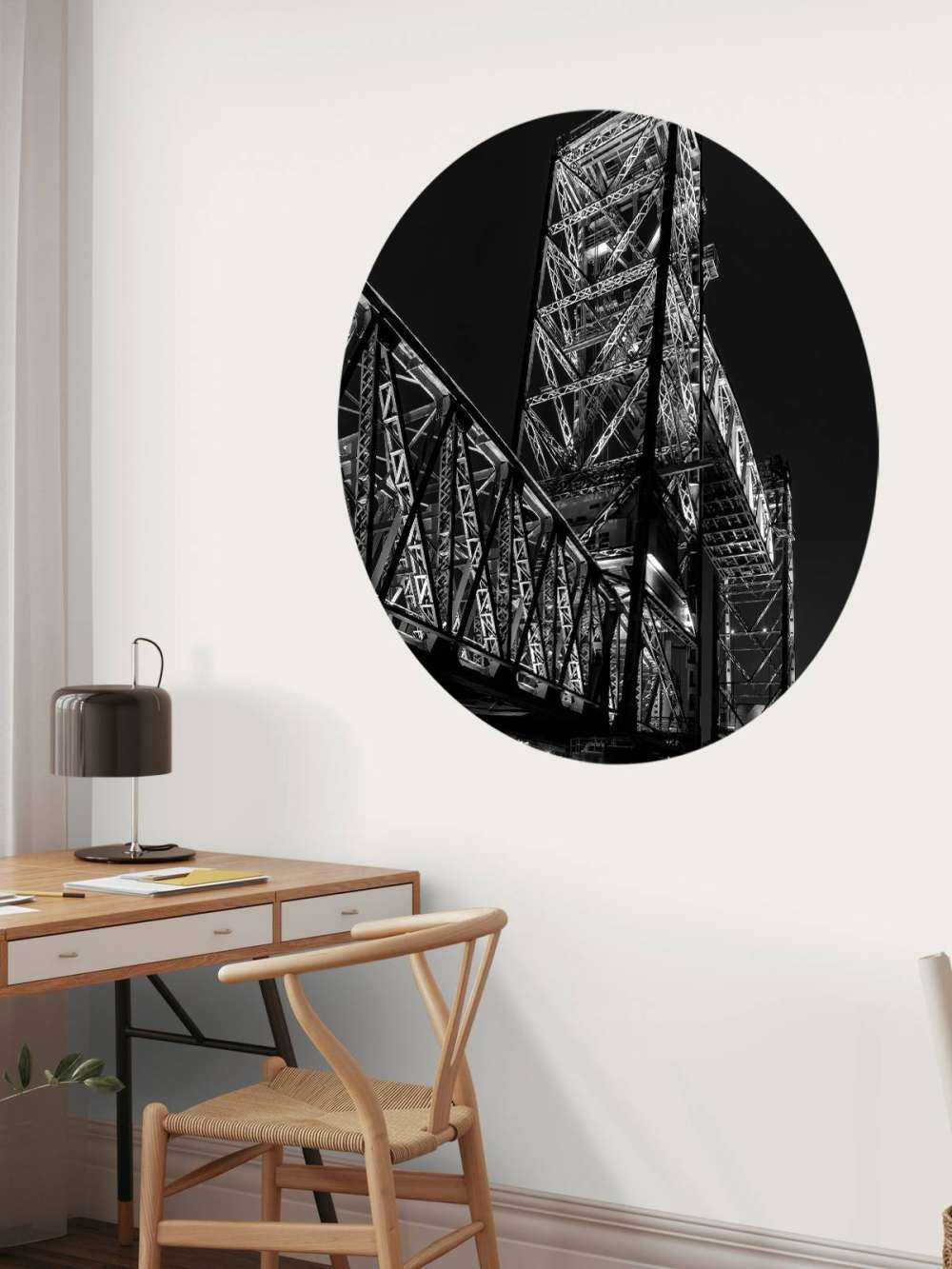 Former railroad bridge De Hef in Rotterdam in black and white 
