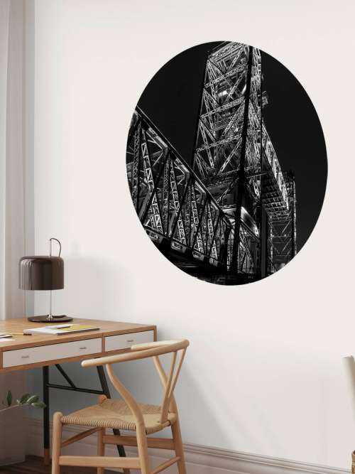 Former railroad bridge De Hef in Rotterdam in black and white 