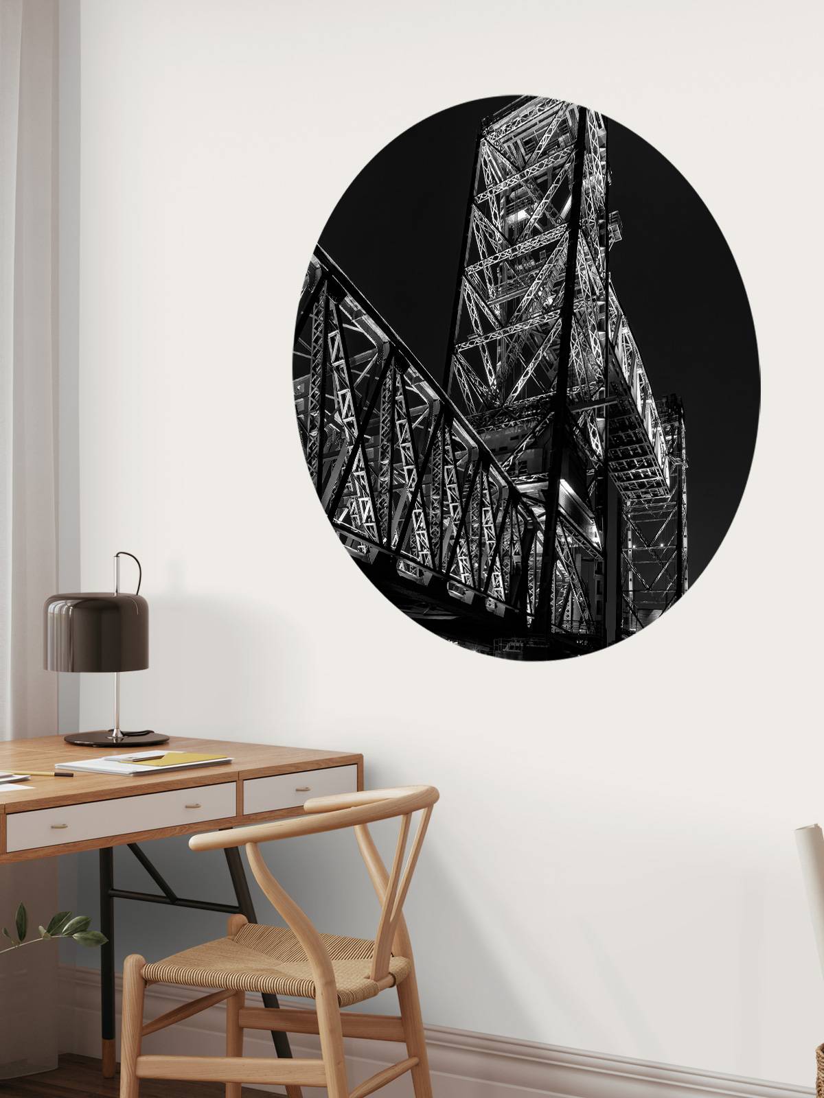 Former railroad bridge De Hef in Rotterdam in black and white 