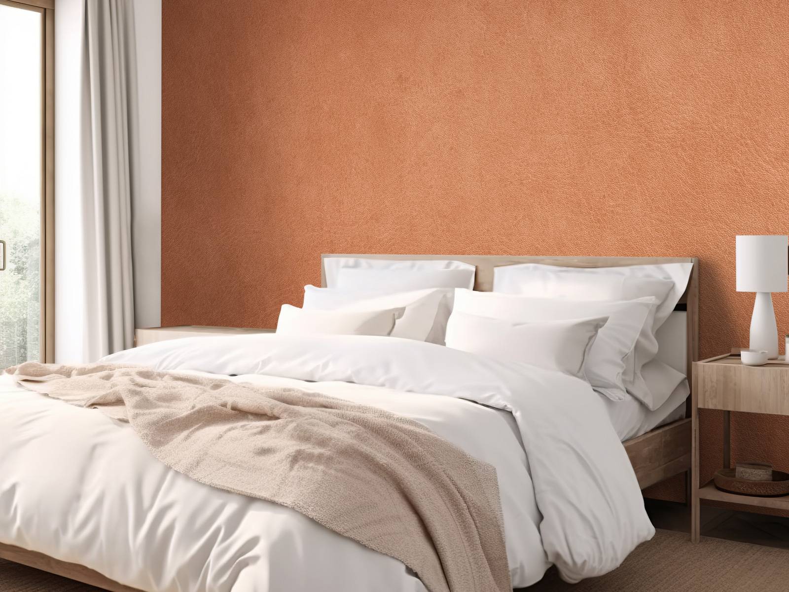 Leather structure in terracotta colours